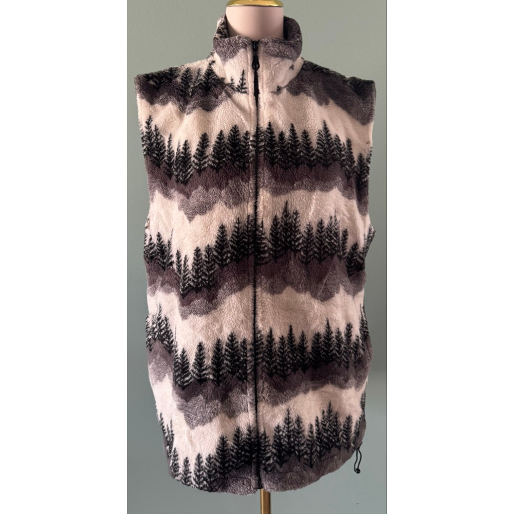 Unisex Glacier Gear Fleece Vest Gray/White Trees Size M